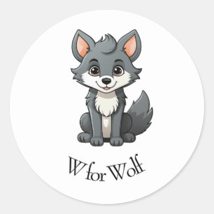 W for Wolf Classic Round Sticker