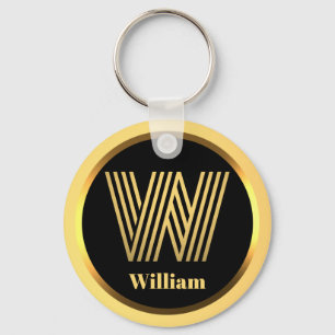 W Gold Monogrammed Letter Personalised Keychain