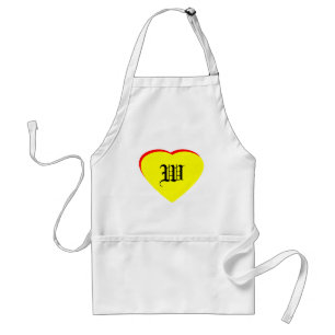 "W" Heart Yellow Red Wedding Invitation The MUSEUM Standard Apron