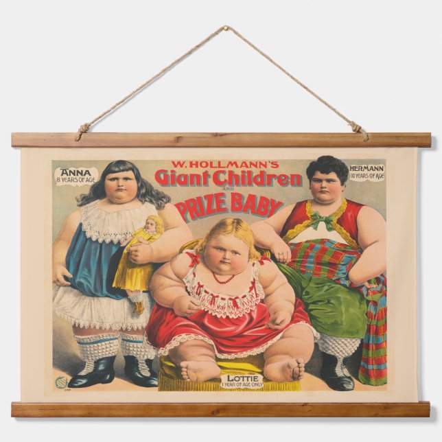 W. Hollmann's Giant Children And Prize Baby. Hanging Tapestry (Front)
