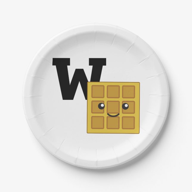 W is for Waffle Paper Plate (Front)