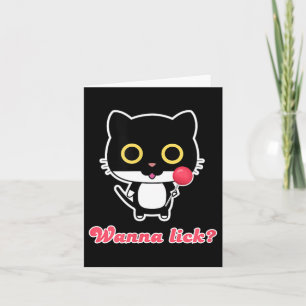 W Lick Cat Kitten Funny Candy Woman Girlfriend Card