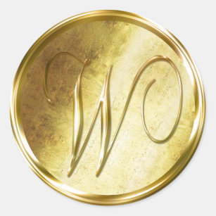 W Monogram Faux Gold Envelope Seal Stickers