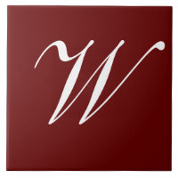 W Monogram Initial White on Maroon