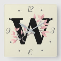 W Monogram with Pink Floral Sprays