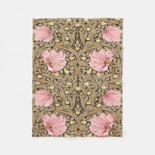W Morris Pimpernel Pattern in Pink & Sepia Fleece Blanket
