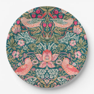 W Morris Pink Strawberry Thief Paper Plate