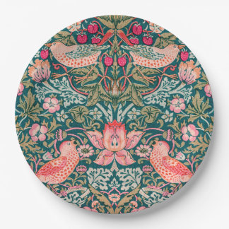 W Morris Pink Strawberry Thief Paper Plate