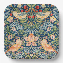 W Morris Strawberry Thief Square Paper Plates