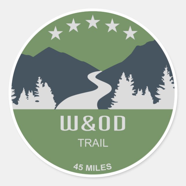 W&OD Trail Classic Round Sticker (Front)
