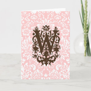 W - Ornate Baroque Monogram Note Card