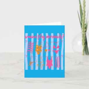 W Play Mermaids Preppy Girly Summer Vibes Beach Card