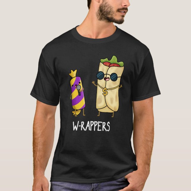 W-rappers Funny Food Pun Dark BG T-Shirt (Front)