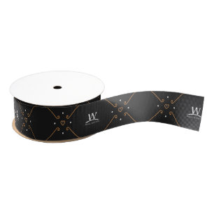 W Real Estate White Logo Pattern Grosgrain Ribbon