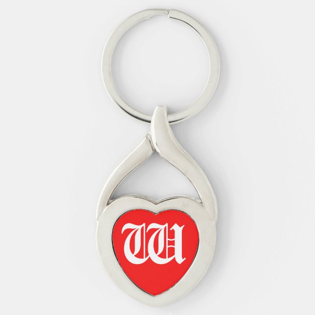 "W" Red Heart Keychain (Front)