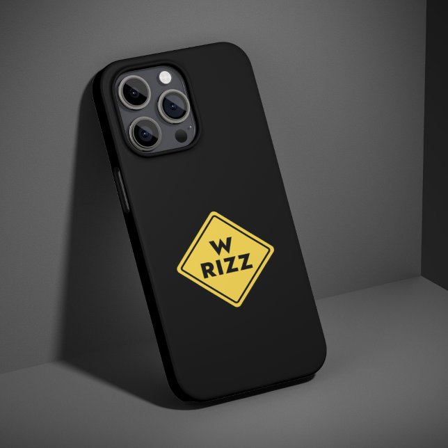W rizz US warning sign Meme Funny Quote iPhone Case (Creator Uploaded)