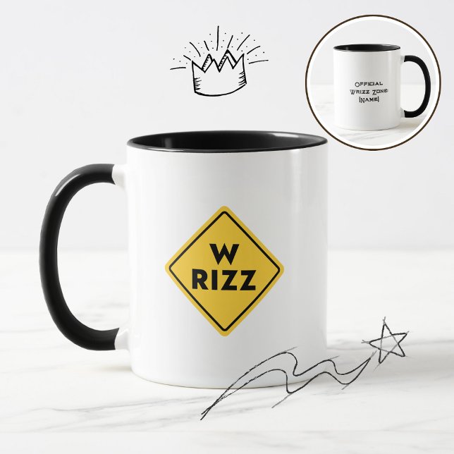 W rizz US warning sign Meme Funny Quote Mug (Creator Uploaded)