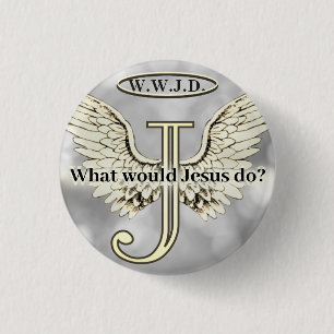 W.W.J.D What would Jesus do? Keychain 3 Cm Round Badge