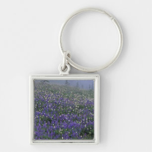 WA, Mt. Rainier NP, Lupine and Bistort meadow Key Ring