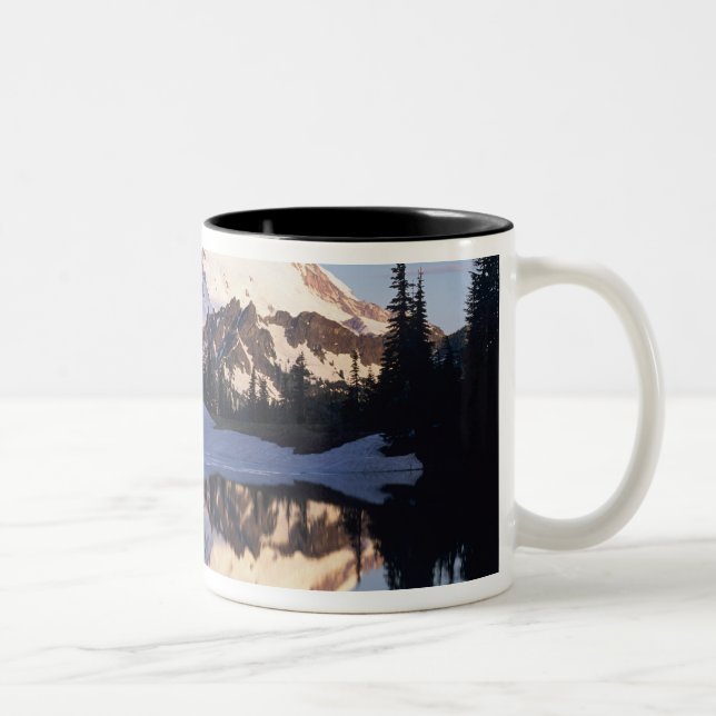 WA, Mt. Rainier NP, Mt. Rainier and clouds Two-Tone Coffee Mug (Right)