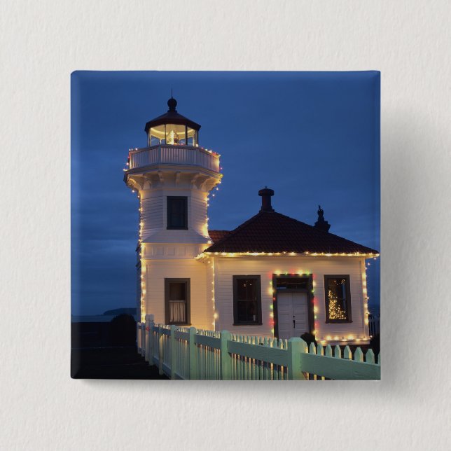 WA, Mukilteo, Mukilteo Lighthouse, established 15 Cm Square Badge (Front)