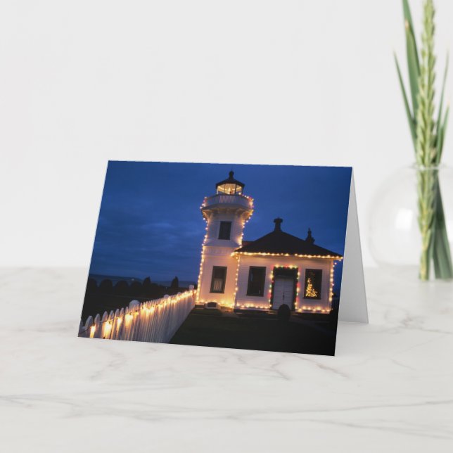WA, Mukilteo, Mukilteo Lighthouse, established 2 Holiday Card (Front)