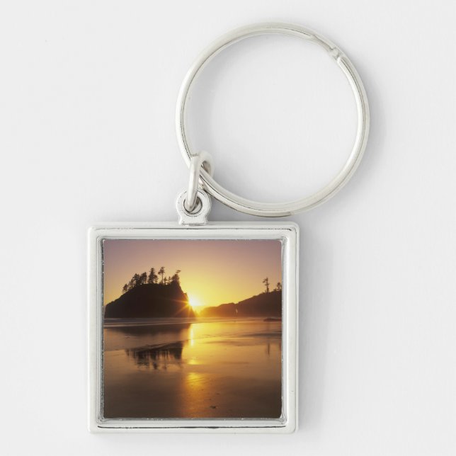 WA, Olympic NP, Second Beach at sunset Key Ring (Front)