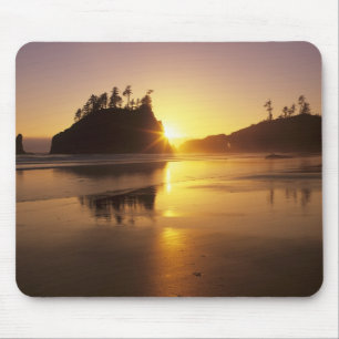 WA, Olympic NP, Second Beach at sunset Mouse Pad