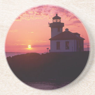 WA, San Juan Island, Lime Kiln Lighthouse, 1919, Coaster