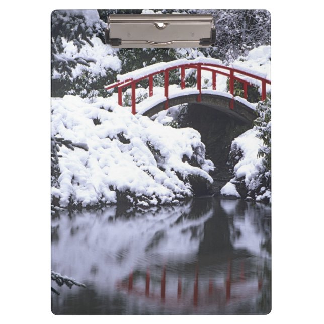 WA, Seattle, Moon bridge and pond after winter 2 Clipboard (Front)
