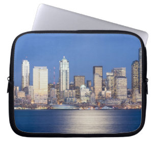 WA, Seattle, Seattle skyline and Elliott Bay, 2 Laptop Sleeve