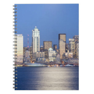WA, Seattle, Seattle skyline and Elliott Bay, 2 Spiral Notebook