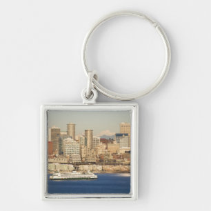 WA, Seattle, Seattle skyline and Elliott Bay Key Ring