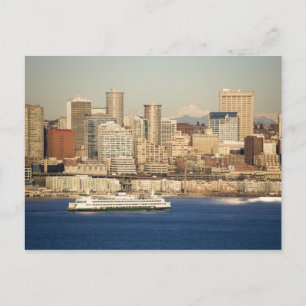 WA, Seattle, Seattle skyline and Elliott Bay Postcard