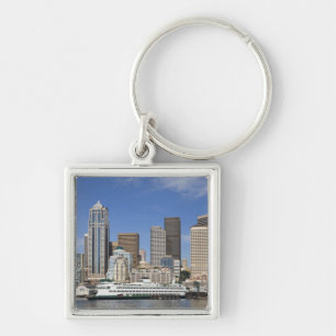 WA, Seattle, Seattle skyline with ferry boat Key Ring