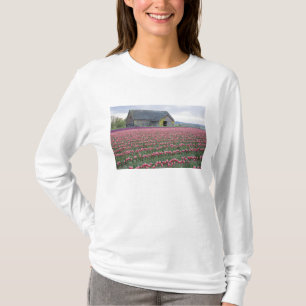 WA, Skagit Valley, Tulip Field and Barn T-Shirt