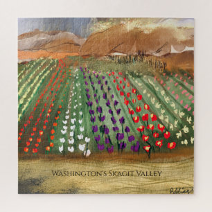 WA Skagit Valley Tulip Fields Spring Dreaming Jigsaw Puzzle