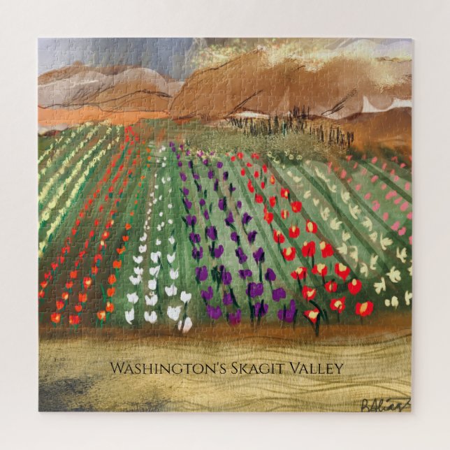 WA Skagit Valley Tulip Fields Spring Dreaming Jigsaw Puzzle (Vertical)