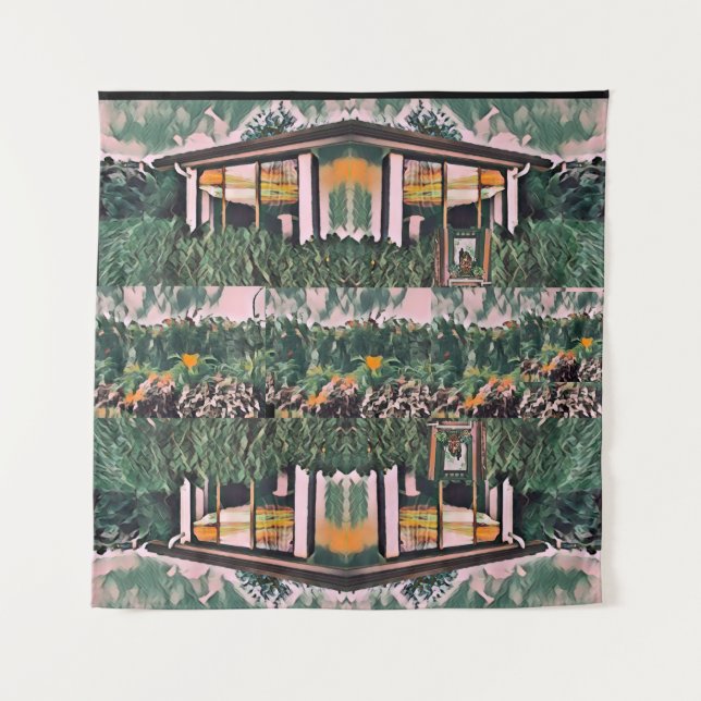  Wa-Wo Wave NFT Art - REFLECTIONS ON MY WINDOW 32  Tapestry (Front)