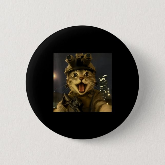 Waactical Cat Meme  6 Cm Round Badge (Front)