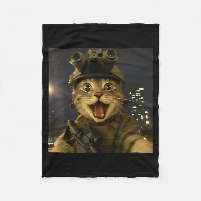 Waactical Cat Meme  Fleece Blanket (Front)