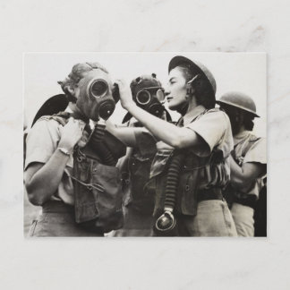 WAAF wearing gas masks Postcard