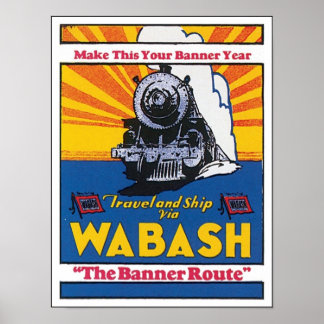 Wabash The Banner Route Railway Poster