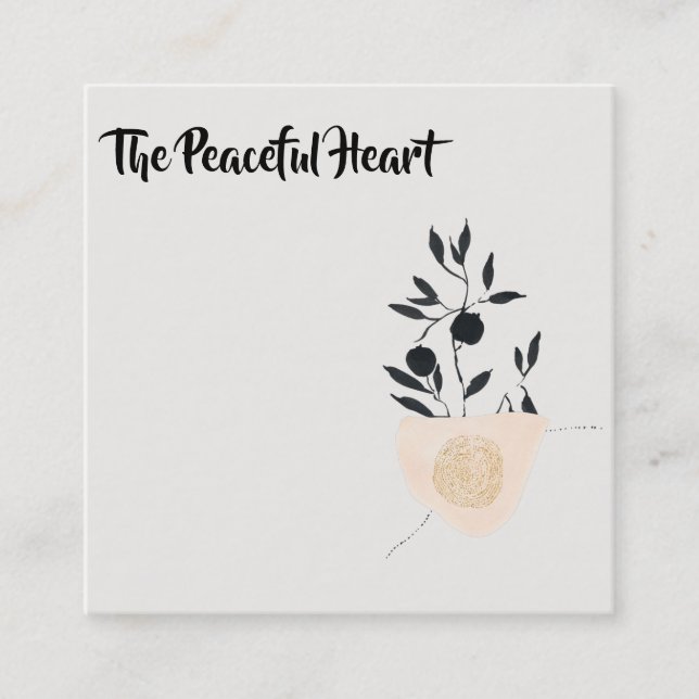 *~* Wabi Sabi Abstract AR27 Simple Minimal Ink QR Square Business Card (Front)