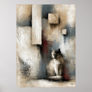 Wabi-Sabi Guardian Silence Modern Japanese Abstrac Poster