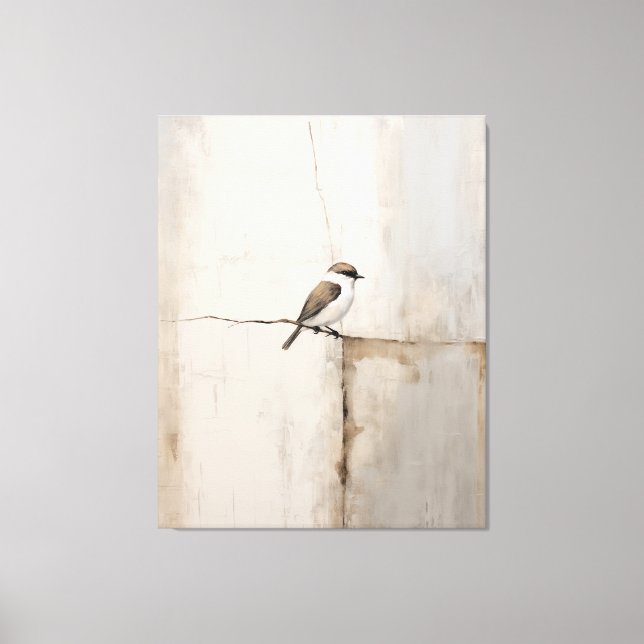 Wabi sabi mood neutral minimalist bird canvas (Front)