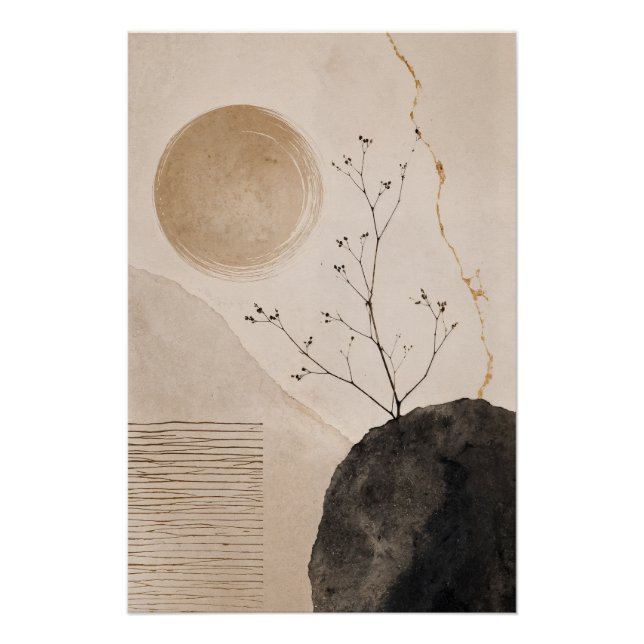 Wabi Sabi Nature Poster – Neutral Zen Botanical  (Front)