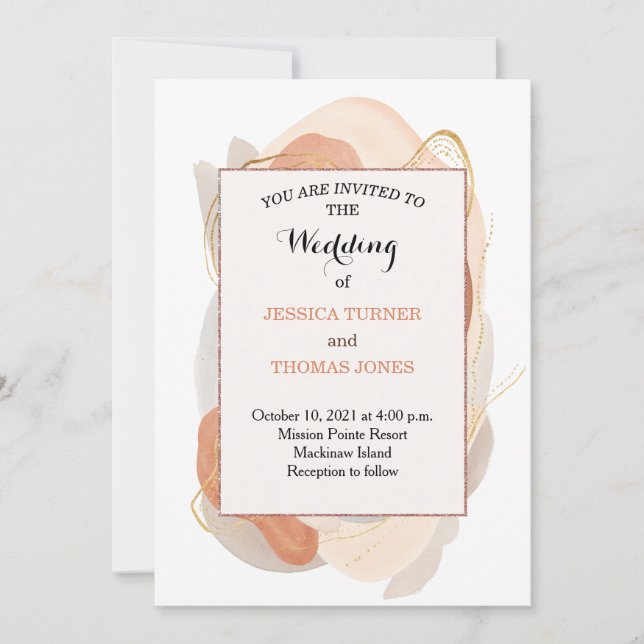 Wabi Sabi Watercolor Wedding Invitation  (Front)