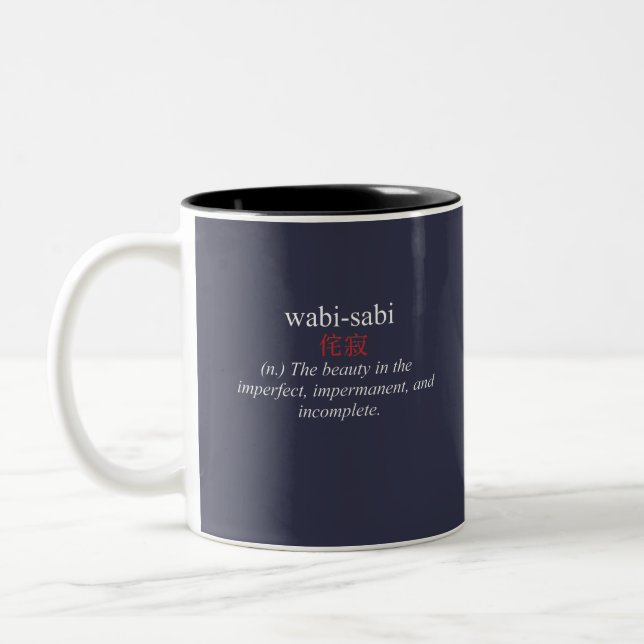 Wabi-Sabi Zen Buddhist Aesthetic Two-Tone Coffee Mug (Left)