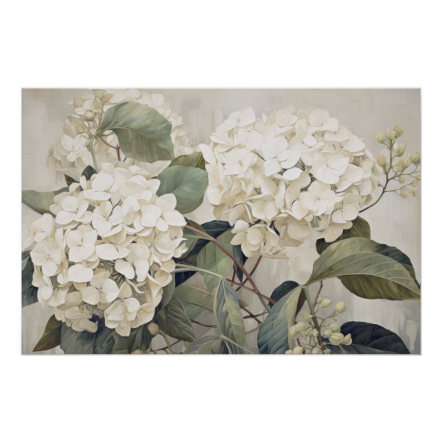 Wabisabi Aesthetic White Hydrangea Poster (Front)